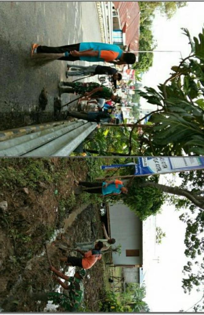 Lurah, Babinsa dan Warga Goro Bersihkan SPA