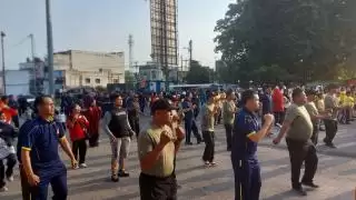 Hari Lalu Lintas Bhayangkara ke 68, Satlantas Polres Bengkalis Olahraga Bersama Masyarakat