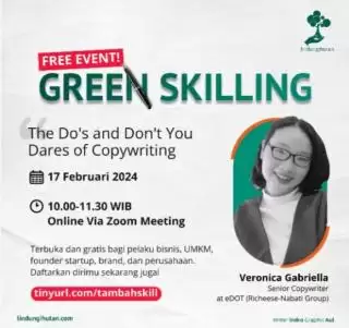 LindungiHutan Hadirkan Lagi Webinar Gratis Green Skilling Kupas Tuntas Copywriting