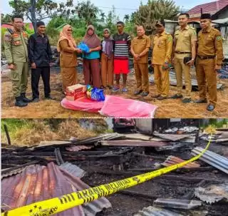 Sekdakab Kepulauan Meranti Serahkan Bantuan ke Korban Kebakaran