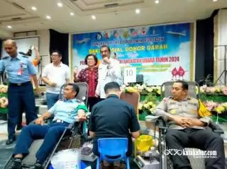 Hari Kedua Donor Darah PBBDD Diikuti Danlanud RSN dan Kapolresta Pekanbaru