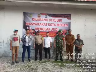 Polsek Medan Baru Pasang Spanduk Himbauan "Dilarang Berjudi"