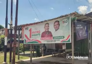 Baliho Paslon 'ISO' Tersebar di Kandis, Cabupnya Pakai Marga, Beda dengan KTP, Lah Kok Gitu?