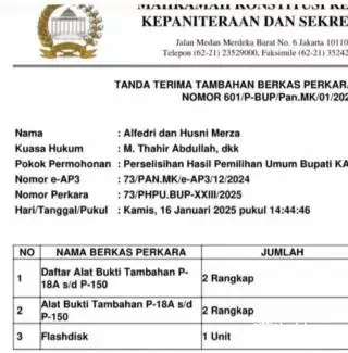 Alfedri-Husni Bantah Hanya Mengajukan 17 Bukti ke MK, Totalnya 200-an