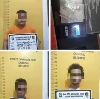Polsek Tembilahan Hulu Ringkus 3 Pelaku dan Sita 7,08 Gram Sabu Waktu 24 Jam