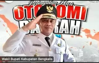 Wabup Bengkalis Ikuti Peringatan Hut Otda ke 29, Tetap Semangat Bangun Daerah Meski Defisit