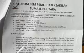 Ketika Aliansi Mahasiswa Dibungkam, Forum BEM Sumut Siap Turun ke Jalan Desak Perbaikan RSUD Bachtiar Djafar