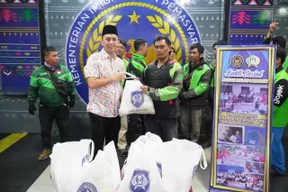 Rutan Kelas I Medan Bagikan 50 Paket Bansos untuk Driver Ojol