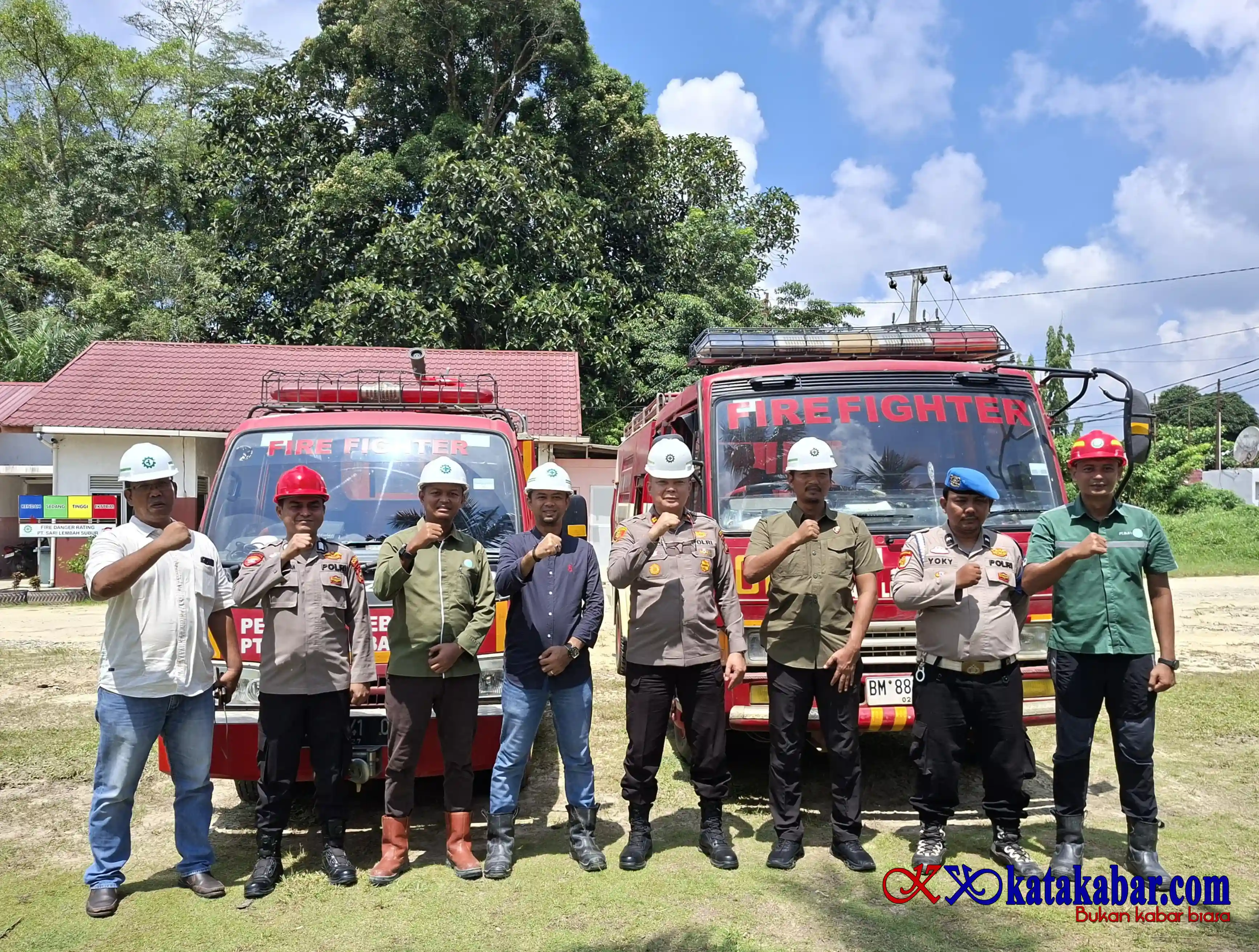 Bersama Polsek Kerumutan PT SLS Cek Kesiapan Alat Pemadam Hadapi Ancaman Karhutla