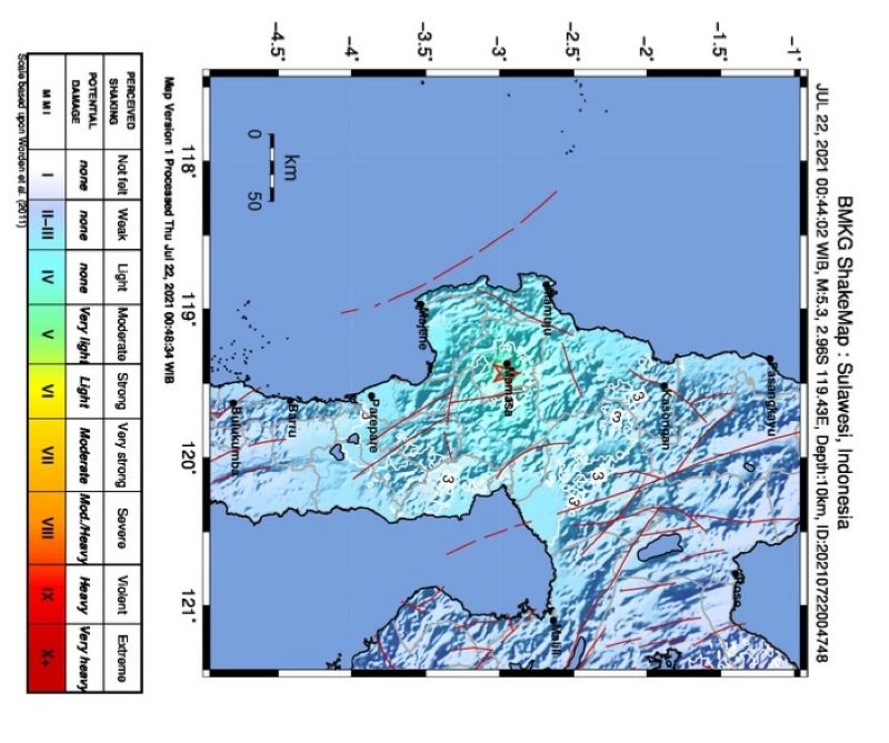 Guncangan Gempa M5,3 Dirasakan Kuat di Mamasa