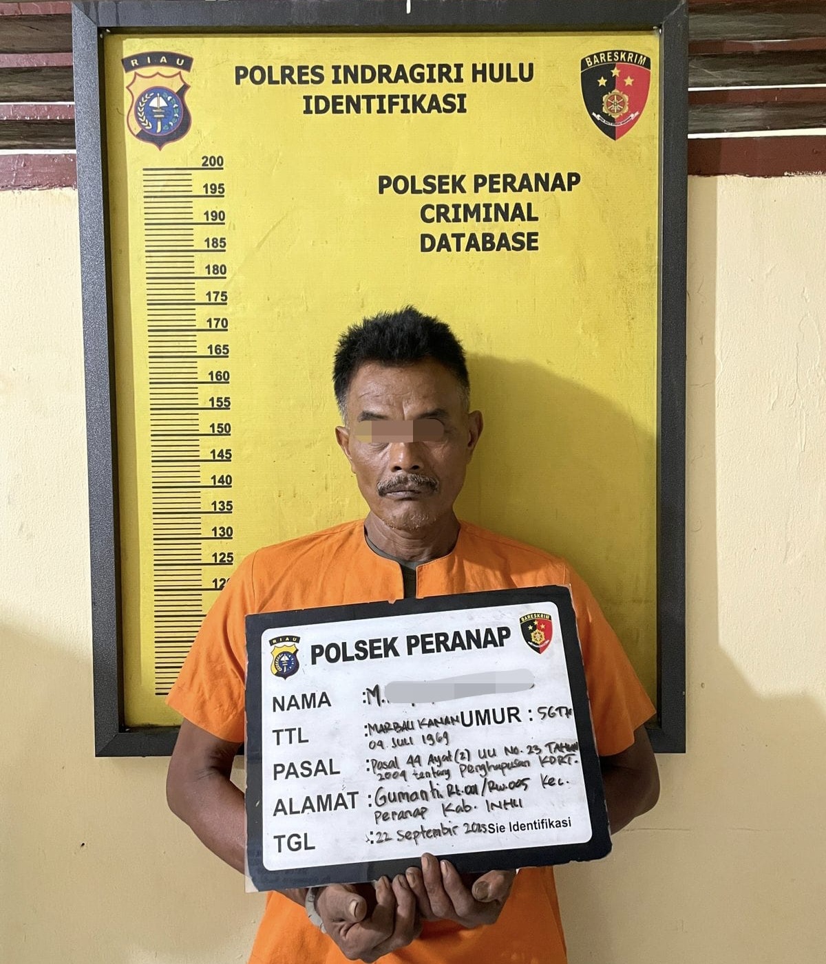 Buron Seminggu, Suami Bakar Istri di Inhu Dibekuk Polsek Pranap di Kebun Sawit