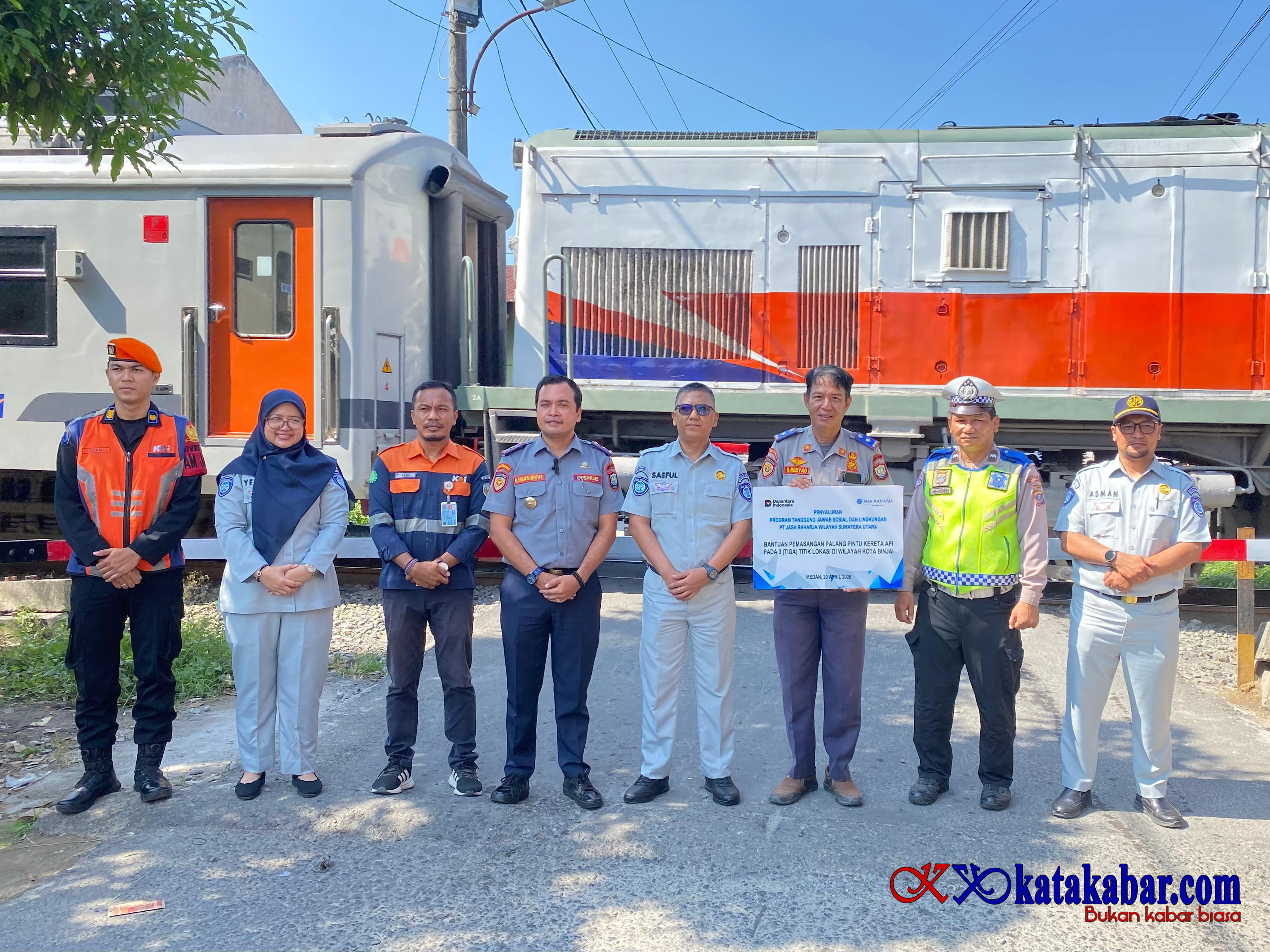 Jasa Raharja Salurkan Bantuan Palang Pintu Kereta di Binjai, Tiga Titik Rawan Jadi Prioritas
