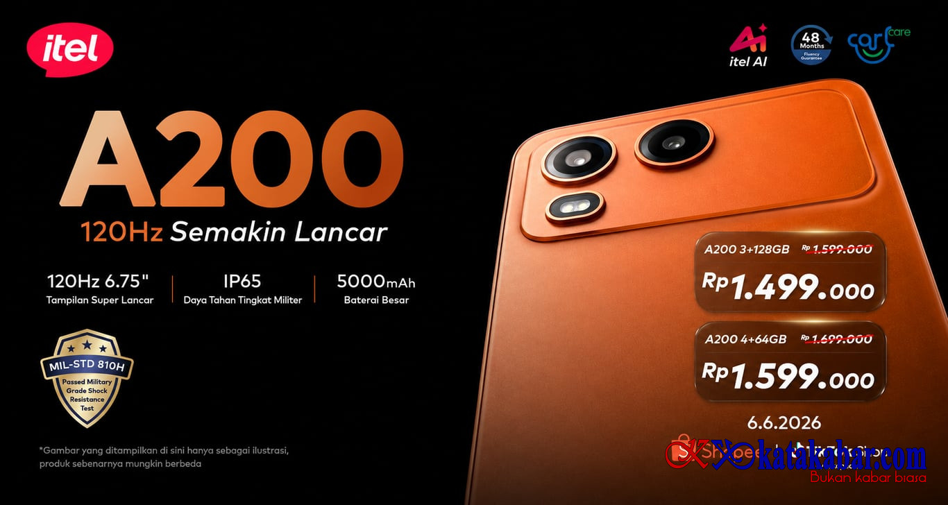 Itel A200 Jadi Pilihan Baru Smartphone AI Terjangkau  Berbaterai Besar