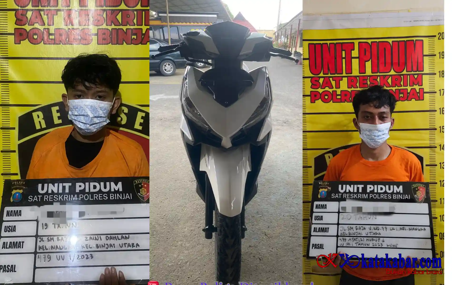 Satreskrim Polres Binjai Ringkus Dua Begal Bersenjata Kampak, Rampas Motor Pelajar di Tunggurono