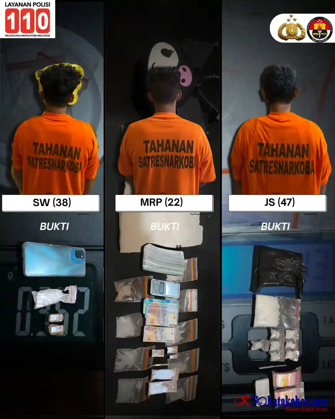 Tiga Hari Berturut-turut, Polres Binjai Ringkus Tiga Pria Diduga Peredar Sabu, Salah Satu Residivis